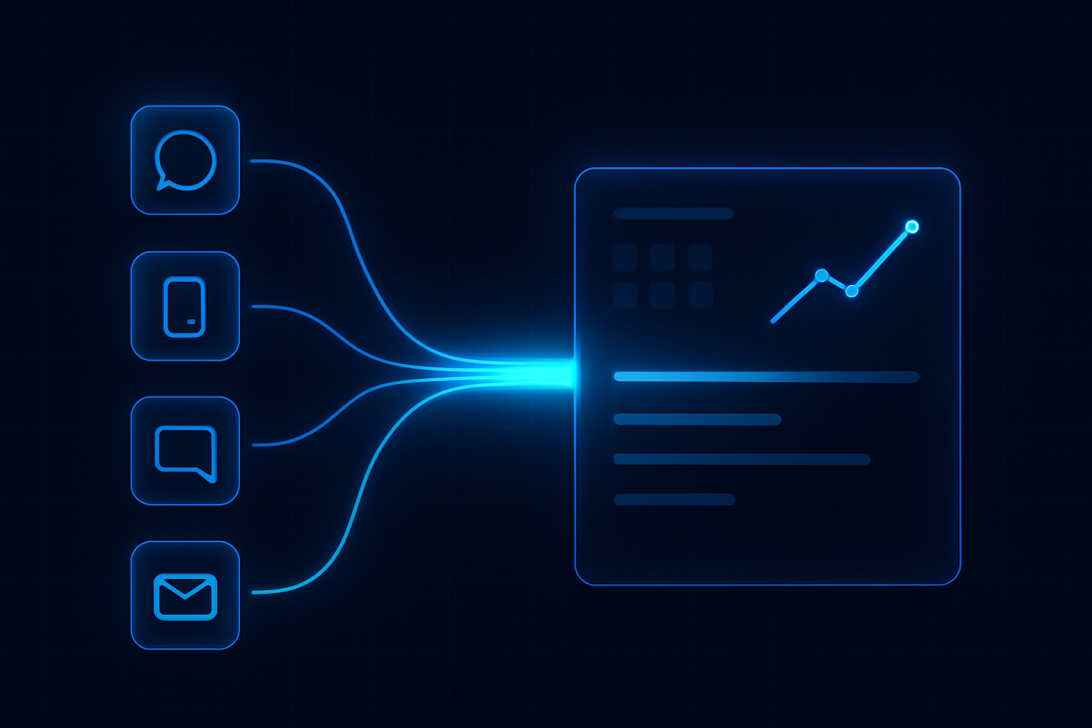 All channels flow left‑to‑right into one operational track.