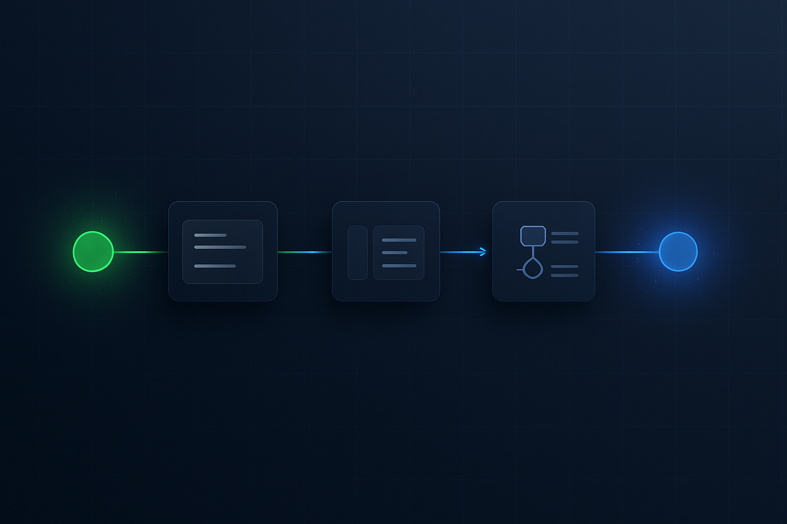 Abstract plate evoking a stage-based flow with subtle markers for Detect, Classify, Guide, Confirm.
