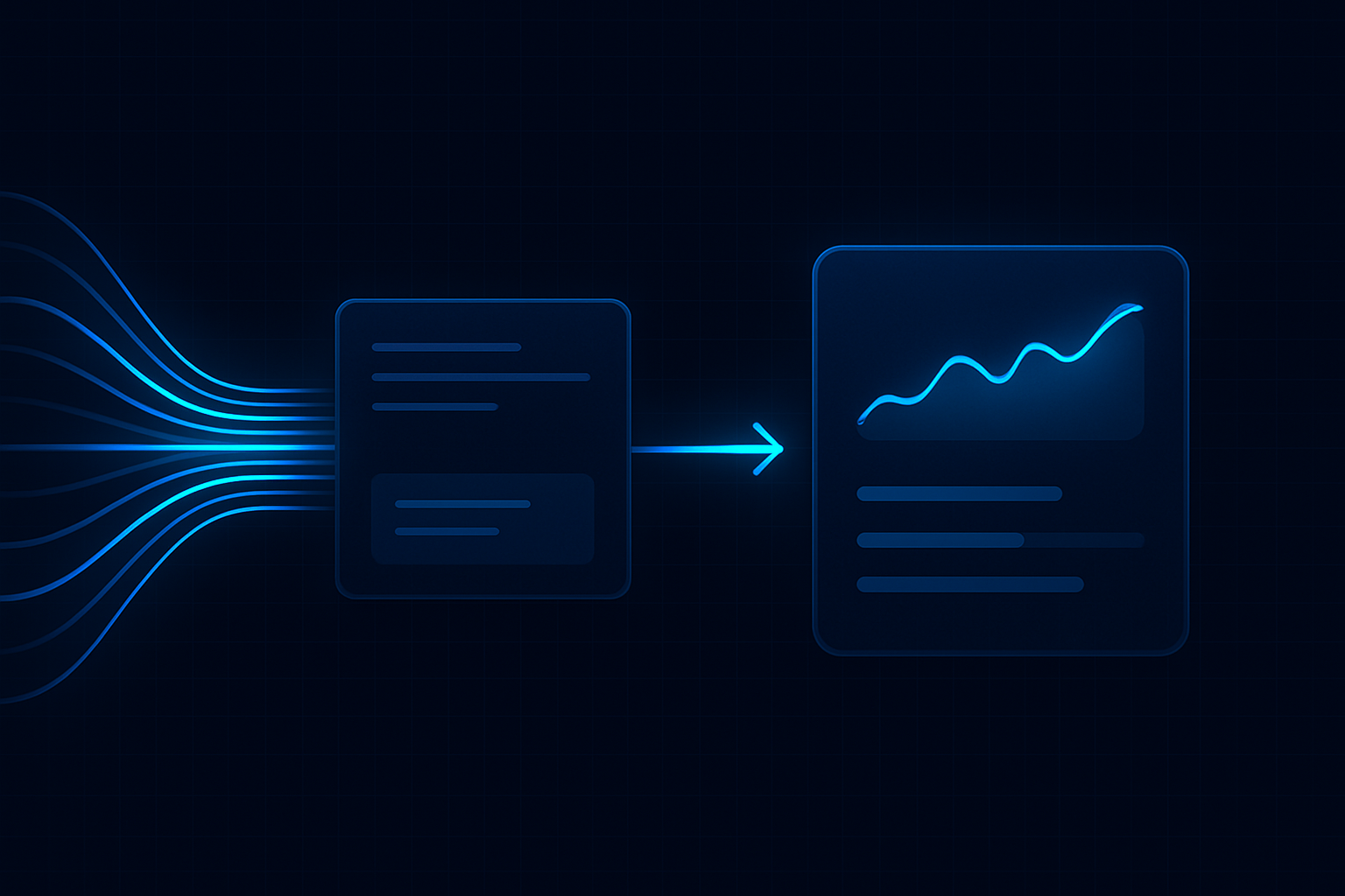 Abstract signal flow: capture → routing → confirmation.